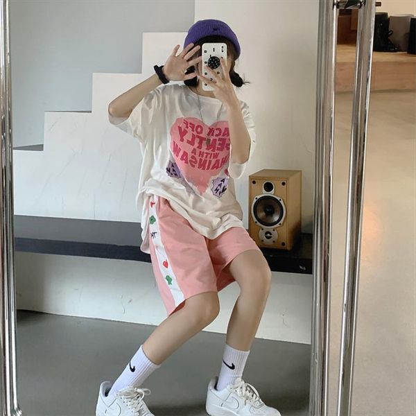 japanese harajuku casual sports summer women short korean style pink flower love print straight running vintage, White;black
japanese harajuku casual sports summer women short korean style pink flower love print straight running vintage, White;black