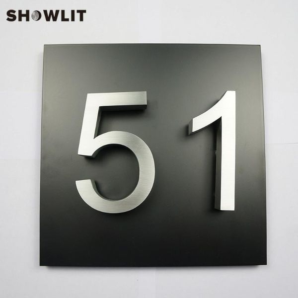 8'' two stainless steel house numbers with black background different sizes available other door hardware
8'' two stainless steel house numbers with black background different sizes available other door hardware
