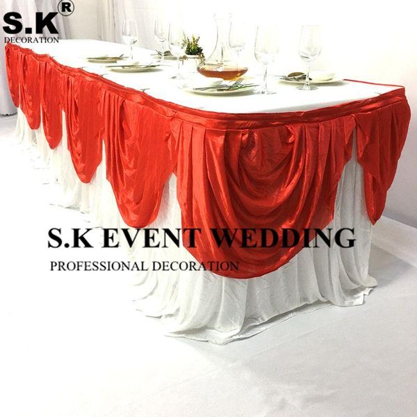 white color ice silk table skirt with colors swag drapery wedding cloth skirting for event banquet decoration
white color ice silk table skirt with colors swag drapery wedding cloth skirting for event banquet decoration