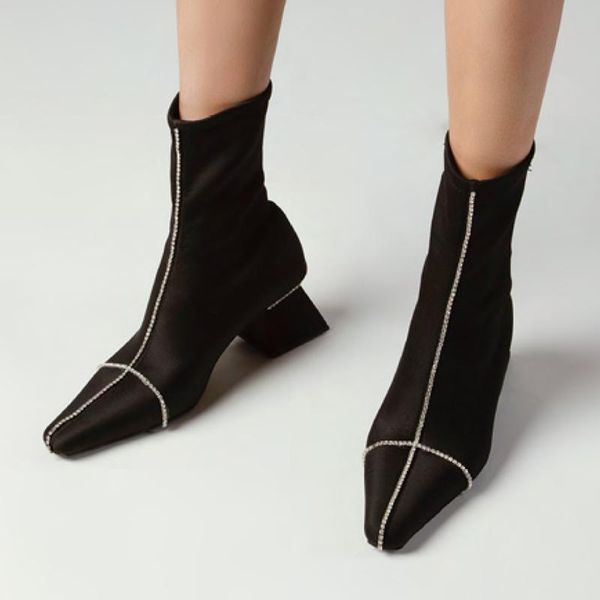 boots small square toe crystal beading embellished sock style elastic stretch ankle slim fit dress shoes women, Black
boots small square toe crystal beading embellished sock style elastic stretch ankle slim fit dress shoes women, Black