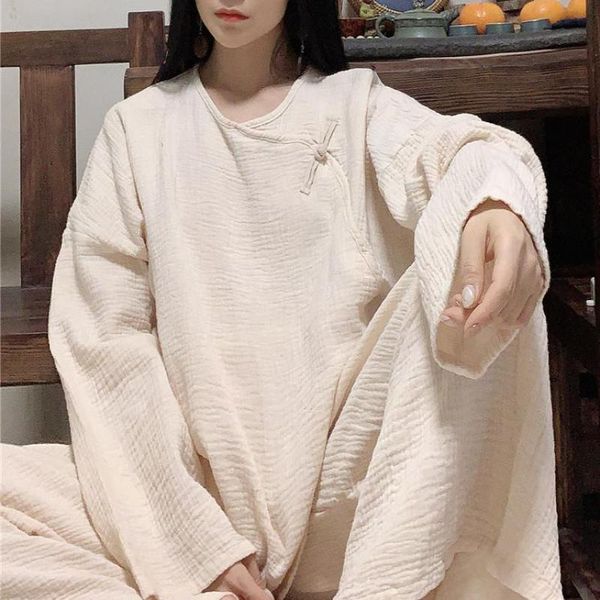two piece dress johnature 2021 spring retro plate buckle o-neck long sleeve t-shirts and loose leisure elastic waist women wide leg pants, White
two piece dress johnature 2021 spring retro plate buckle o-neck long sleeve t-shirts and loose leisure elastic waist women wide leg pants, White