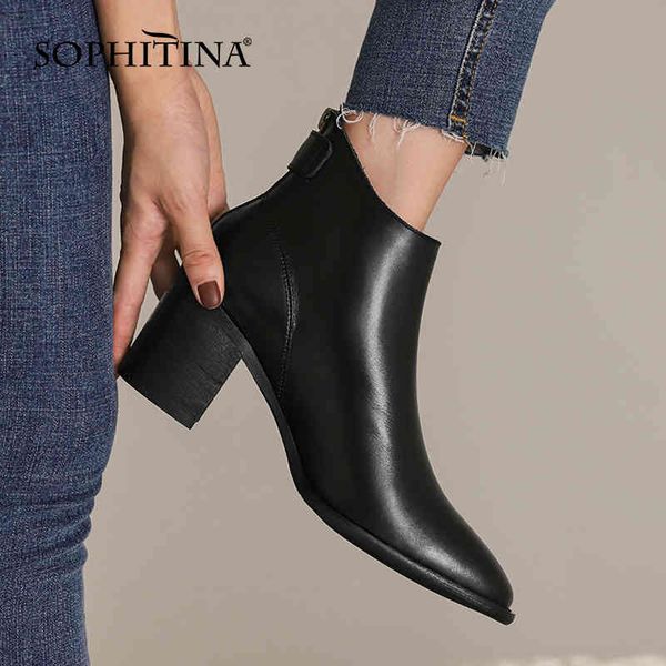 sophitina ankle boots women fashion hasp genuine leather zipper boots square toe high heel spring/autumn office lady shoes so884 210513, Black
sophitina ankle boots women fashion hasp genuine leather zipper boots square toe high heel spring/autumn office lady shoes so884 210513, Black