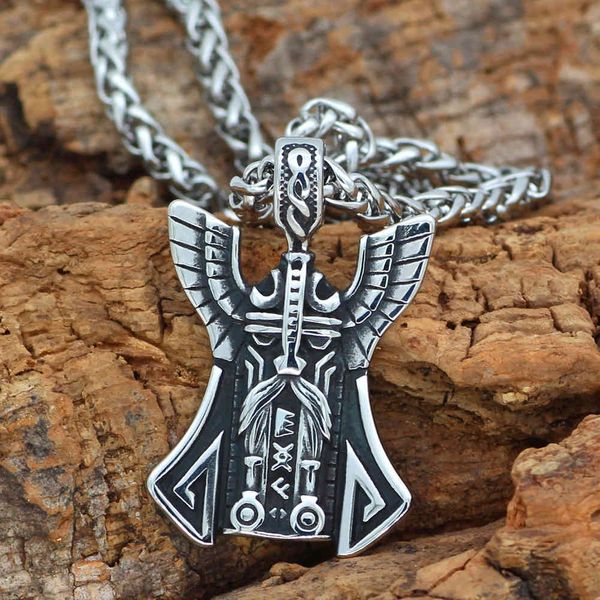 nordic celtic odin shield titanium steel pendant viking axe necklace jewelry, Silver
nordic celtic odin shield titanium steel pendant viking axe necklace jewelry, Silver