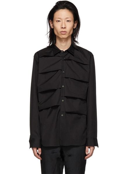 men's casual shirts spring and autumn trapezoidal design solid color square collar single breasted long sleeve shirt pleated, White;black
men's casual shirts spring and autumn trapezoidal design solid color square collar single breasted long sleeve shirt pleated, White;black