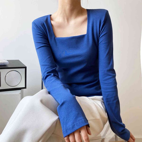 women's t-shirt arrival summer square collar shirt long sleeve solid color cropped casual slim for clothes u5k8, White
women's t-shirt arrival summer square collar shirt long sleeve solid color cropped casual slim for clothes u5k8, White