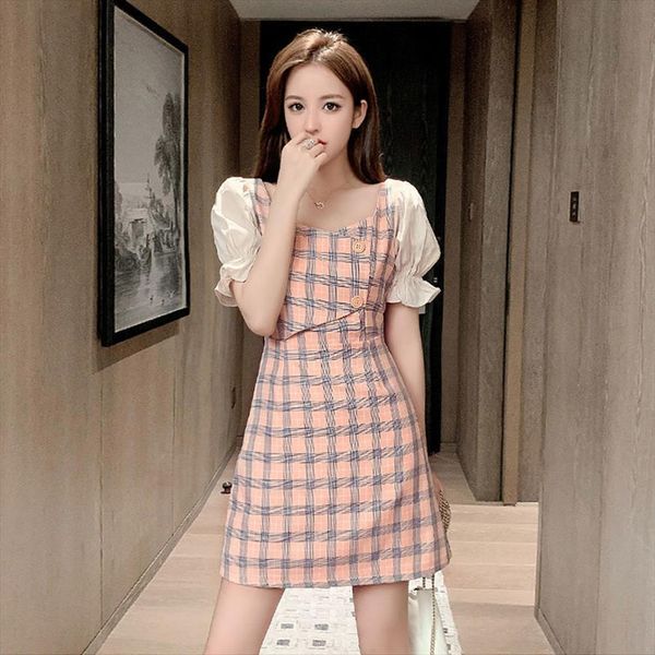 fashion plaid pattern puff sleeve womens dresses elegant chiffon square collar splicing ruffles a line vestidos, Black;gray
fashion plaid pattern puff sleeve womens dresses elegant chiffon square collar splicing ruffles a line vestidos, Black;gray