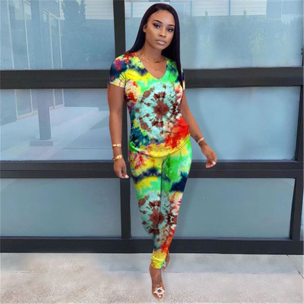 tie dye color womens two piece pants fashion trend round neck short sleeve trousers suits designer female loose casual 2pcs sets, White
tie dye color womens two piece pants fashion trend round neck short sleeve trousers suits designer female loose casual 2pcs sets, White