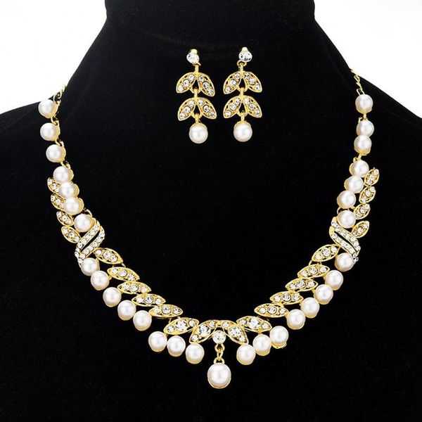 earrings & necklace women faux pearl rhinestone leaf dangle bridal wedding party jewelry set accessories, Silver
earrings & necklace women faux pearl rhinestone leaf dangle bridal wedding party jewelry set accessories, Silver