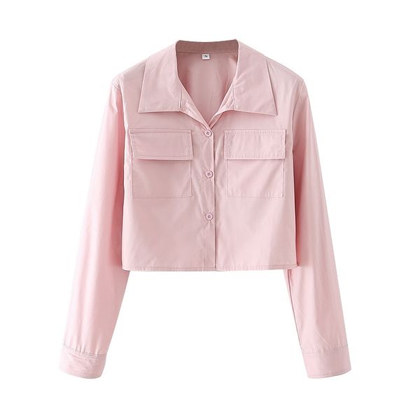 elegant women solid pink shirts fashion ladies turn down collar streetwear female chic pocket short blouses 210430, White
elegant women solid pink shirts fashion ladies turn down collar streetwear female chic pocket short blouses 210430, White