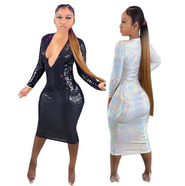 casual dresses style women sequies deep v-neck long sleeve skinny mid-calf dress for nightclub party wear with real pictures, Black;gray
casual dresses style women sequies deep v-neck long sleeve skinny mid-calf dress for nightclub party wear with real pictures, Black;gray