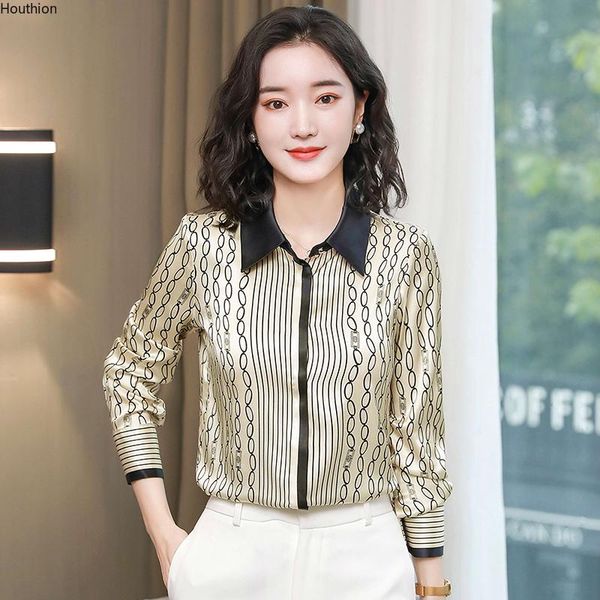 women's blouses & shirts spring long-sleeved blouse the fashion casual lapel wire loose retro printing women, White
women's blouses & shirts spring long-sleeved blouse the fashion casual lapel wire loose retro printing women, White