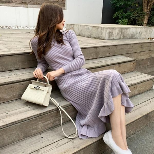 casual dresses chic autumn o-neck dress women ruffles stitching long sleeve femme knitted fashion high waist simple vestidos, Black;gray
casual dresses chic autumn o-neck dress women ruffles stitching long sleeve femme knitted fashion high waist simple vestidos, Black;gray