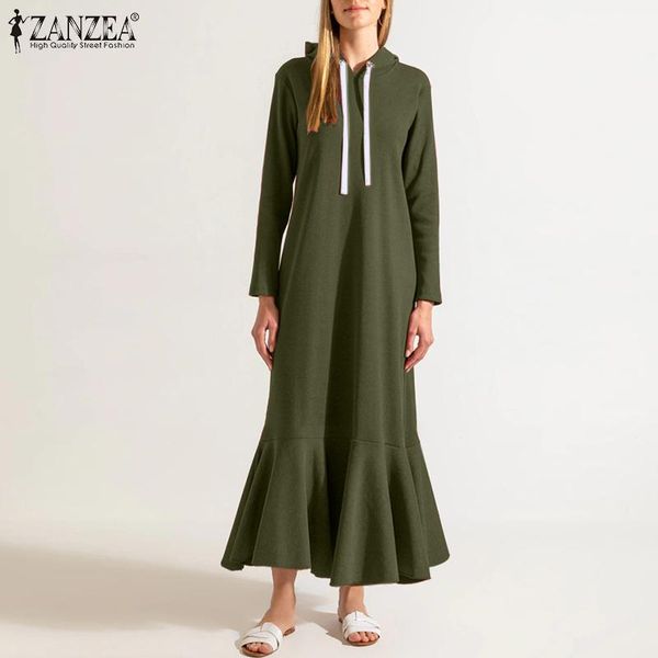 casual dresses fashion autumn ribbed robe dress zanzea women hoodies long sleeve sundress solid hooded ruffles hem vestidos, Black;gray
casual dresses fashion autumn ribbed robe dress zanzea women hoodies long sleeve sundress solid hooded ruffles hem vestidos, Black;gray