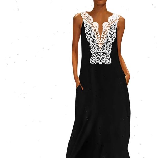 womens dresses dress women bohemian vintage daily casual v neck splicing sleeveless lace hollow summer long robes, Black;gray
womens dresses dress women bohemian vintage daily casual v neck splicing sleeveless lace hollow summer long robes, Black;gray