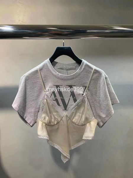 women's t-shirt 3724 aw king 21 spring and summer letter lace splicing fake two-piece short sleeve t-shirt women's fashion, White
women's t-shirt 3724 aw king 21 spring and summer letter lace splicing fake two-piece short sleeve t-shirt women's fashion, White