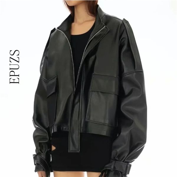 winter fashion slim long sleeve pocket zipper warm elegan thick pu jacket coat famale outerwear chic 210521, Black
winter fashion slim long sleeve pocket zipper warm elegan thick pu jacket coat famale outerwear chic 210521, Black