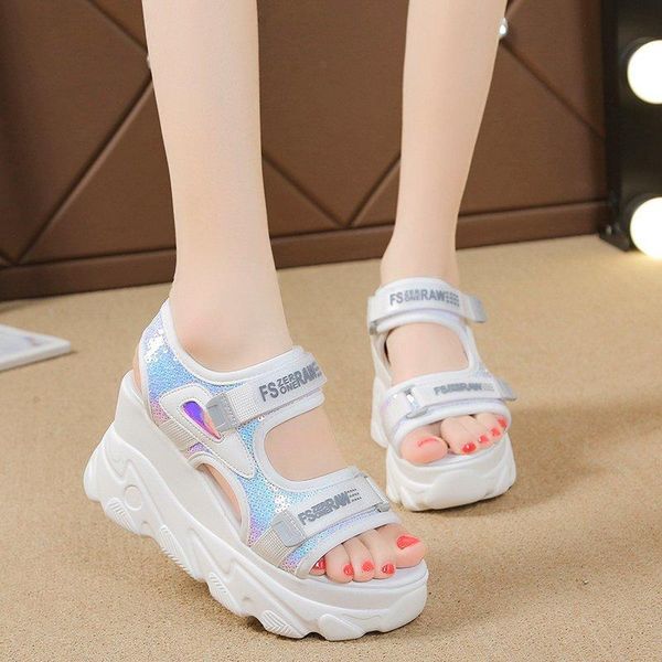 sandals 2021 woman summer beach open toe women sandalias breathable thick sole sequin platform wedge shoes, Black
sandals 2021 woman summer beach open toe women sandalias breathable thick sole sequin platform wedge shoes, Black