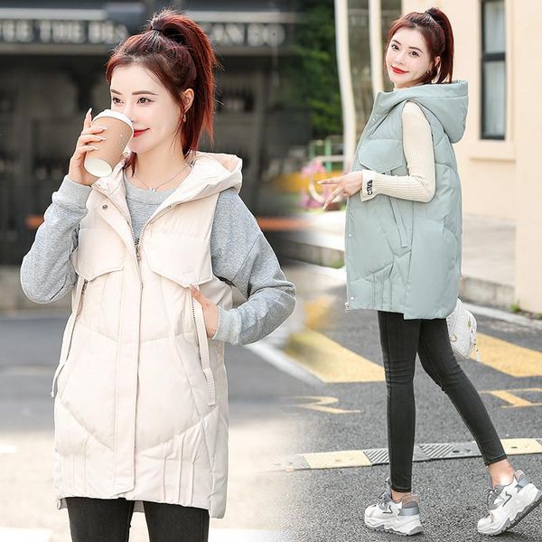 women's vests 2021 vest solid autumn and winter hooded sleeveless jacket casual korean black loose waistcoat warm clothes, Black;white
women's vests 2021 vest solid autumn and winter hooded sleeveless jacket casual korean black loose waistcoat warm clothes, Black;white