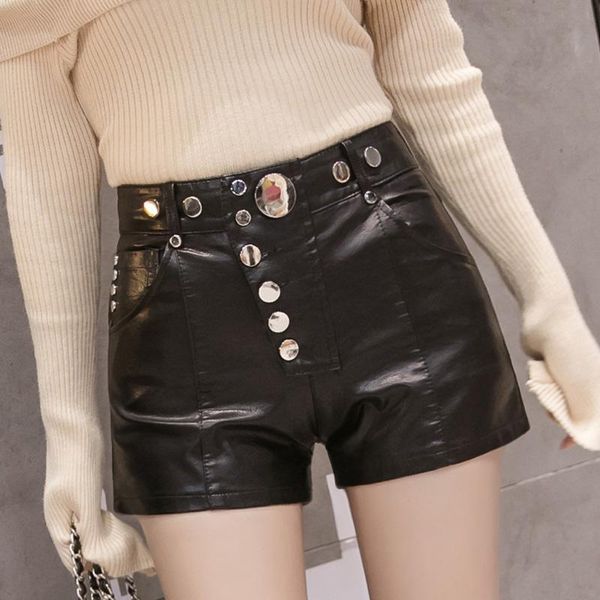 women's shorts pu leather women casual gothic club punk hip hop straight high waist buttons black female autumn, White;black
women's shorts pu leather women casual gothic club punk hip hop straight high waist buttons black female autumn, White;black