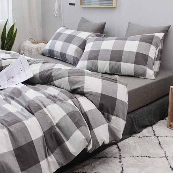 bedding sets grey white plaid japanese style 3/4pcs sets, duvet cover flat sheet pillowcase 100% cotton washed
bedding sets grey white plaid japanese style 3/4pcs sets, duvet cover flat sheet pillowcase 100% cotton washed