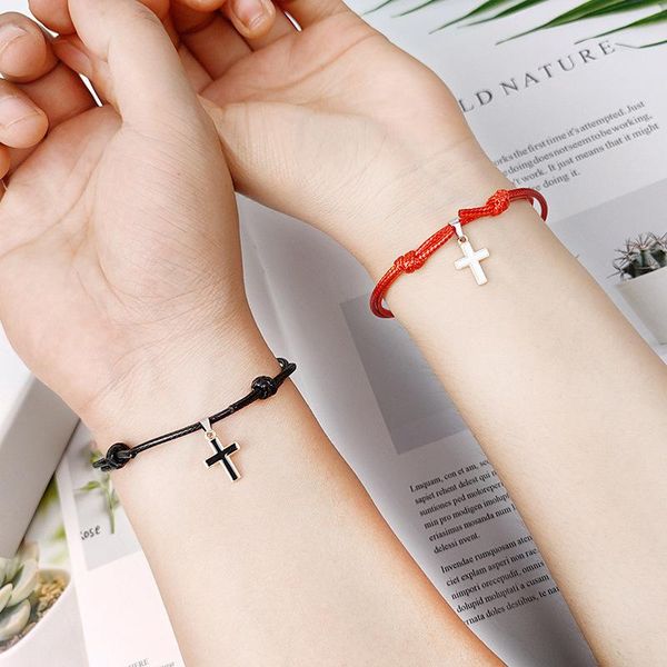 link, chain fashion 2pcs/set paired bracelet for lovers simple alloy cross couple women men rope braided string infinity bracelets, Black
link, chain fashion 2pcs/set paired bracelet for lovers simple alloy cross couple women men rope braided string infinity bracelets, Black