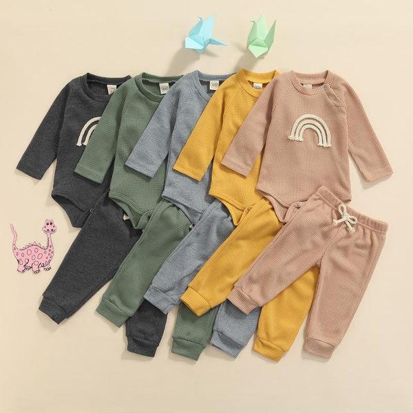 clothing sets toddler baby boys girls autumn 2pcs ribbed set long sleeve rainbow romper elastic waist lace up pants infant kids outfits, White
clothing sets toddler baby boys girls autumn 2pcs ribbed set long sleeve rainbow romper elastic waist lace up pants infant kids outfits, White