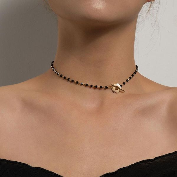 chains fashion luxury black crystal glass bead chain choker necklace for women flower lariat lock collar jewelry party charm, Silver
chains fashion luxury black crystal glass bead chain choker necklace for women flower lariat lock collar jewelry party charm, Silver