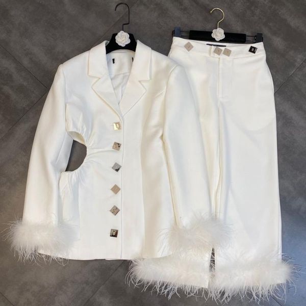 women's two piece pants prepomp 2021 long sleeve fur cuff hollow out waist single breasted square buttons blazer calf length set gc846, White
women's two piece pants prepomp 2021 long sleeve fur cuff hollow out waist single breasted square buttons blazer calf length set gc846, White