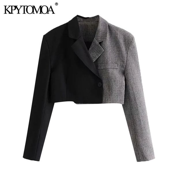 women fashion patchwork cropped blazer coat notched collar long sleeve female outerwear chic 210420, White;black
women fashion patchwork cropped blazer coat notched collar long sleeve female outerwear chic 210420, White;black