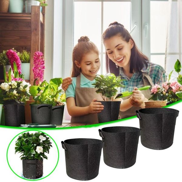 planters & pots 1/2/3/5/7 gallon green heavy duty thickened nonwoven grow bags with handles root pouch durable reusable planting growing bag