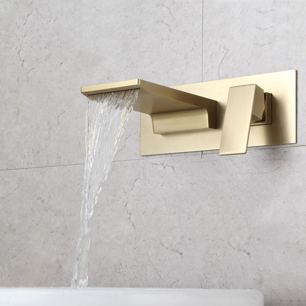 wall mounted brass bathroom sink faucet brushed gold cold water basin waterfall tap faucets
wall mounted brass bathroom sink faucet brushed gold cold water basin waterfall tap faucets