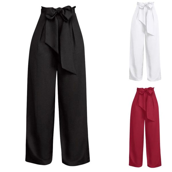 women's pants & capris womens high waist ladies casual loose solid color wide leg trousers summer spring bow belt designed lace up culo, Black;white
women's pants & capris womens high waist ladies casual loose solid color wide leg trousers summer spring bow belt designed lace up culo, Black;white