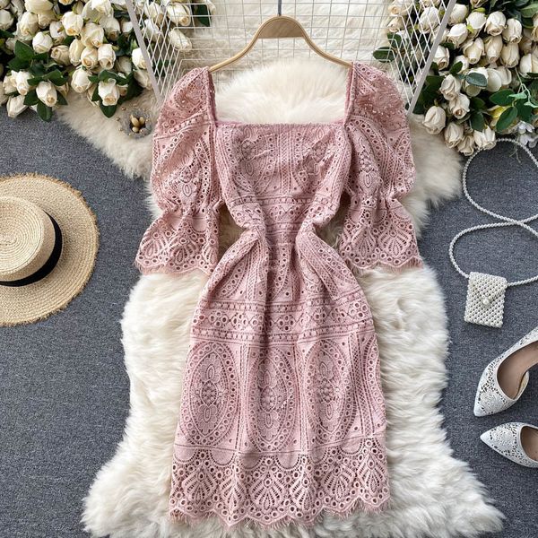 casual dresses spring women hollow out crochet square neck ladies thin urban half trumpet sleeves above knee im5l, Black;gray
casual dresses spring women hollow out crochet square neck ladies thin urban half trumpet sleeves above knee im5l, Black;gray