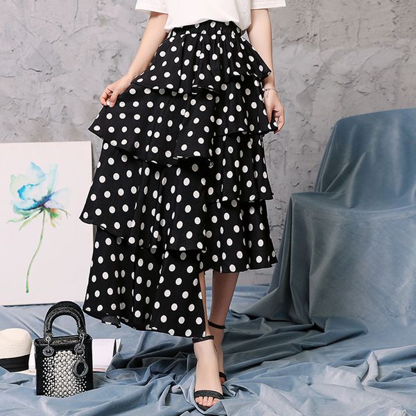 skirts skirts summer polka dotted cakee layered chiffon elastic waist high low tiered ruffles calf a-line long s 0faq, Black
skirts skirts summer polka dotted cakee layered chiffon elastic waist high low tiered ruffles calf a-line long s 0faq, Black