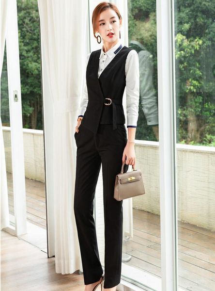 women's suits & blazers formal two piece sets with pants and women vest coat waistcoat for business pantsuits ol styles, White;black
women's suits & blazers formal two piece sets with pants and women vest coat waistcoat for business pantsuits ol styles, White;black