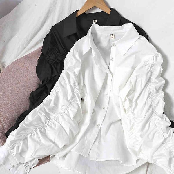 sweaters vintage black/white irregular blouse women elegant single breasted draped long sleeve shirt female spring autumn new fashion top, White;black
sweaters vintage black/white irregular blouse women elegant single breasted draped long sleeve shirt female spring autumn new fashion top, White;black