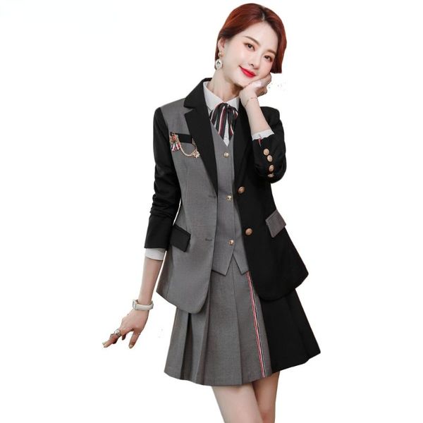 two piece dress school uniform design skirt suits women student set female girl teacher work study wear blazer woman skirts, White
two piece dress school uniform design skirt suits women student set female girl teacher work study wear blazer woman skirts, White