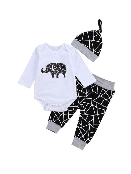 0-24m born baby boy girl long sleeve elephant bodysuit pant hat 3pcs autumn clothes set clothing sets, White
0-24m born baby boy girl long sleeve elephant bodysuit pant hat 3pcs autumn clothes set clothing sets, White