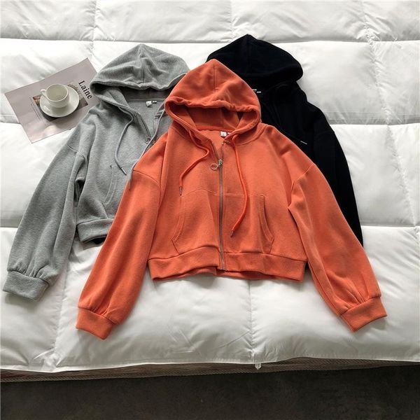 women's hoodies & sweatshirts 2021 women autumn spring fashion soild long sleeve casual female short cool hooded korean style zipper, Black
women's hoodies & sweatshirts 2021 women autumn spring fashion soild long sleeve casual female short cool hooded korean style zipper, Black