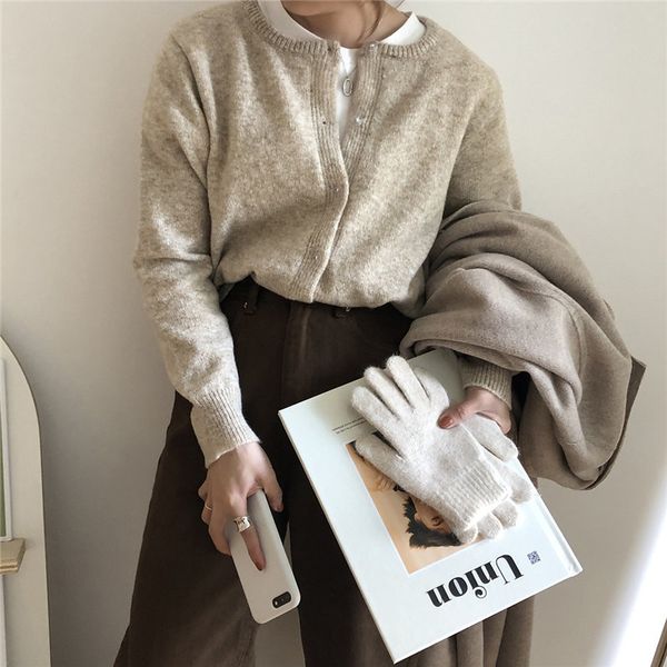 vintage chic all-match cardigans sweet high waist warm thicken soft office lady brief loose casual knitted sweaters 210421, White;black
vintage chic all-match cardigans sweet high waist warm thicken soft office lady brief loose casual knitted sweaters 210421, White;black