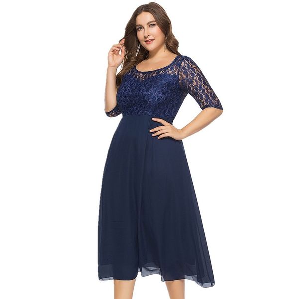 new autumn plus size round neck chiffon lace stitching dress mid-length waist long sleeves, Black
new autumn plus size round neck chiffon lace stitching dress mid-length waist long sleeves, Black