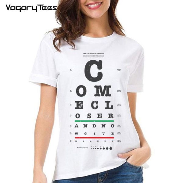women's t-shirt casual women simple come closer and now give me a hug letters print summer men inspired by eye chart design, White
women's t-shirt casual women simple come closer and now give me a hug letters print summer men inspired by eye chart design, White