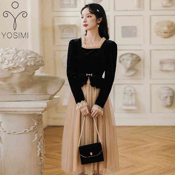 yosimi autumn vintage black patchwork khaki mesh fake set mid-calf square collar long sleeve evening party women dress 210604, Black;gray
yosimi autumn vintage black patchwork khaki mesh fake set mid-calf square collar long sleeve evening party women dress 210604, Black;gray