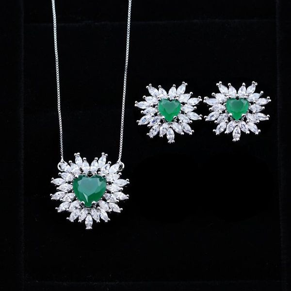 earrings & necklace ranos women green heart jewelry set cubic zirconia stud earring pendant sets for fashion, Silver
earrings & necklace ranos women green heart jewelry set cubic zirconia stud earring pendant sets for fashion, Silver
