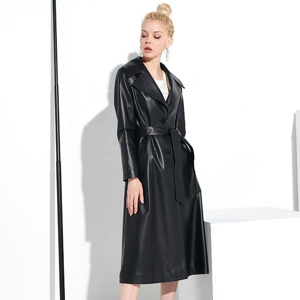 women's leather & faux shzq 2021 real coat medium long sheep skin single windbreaker slim in autumn and winter, Black
women's leather & faux shzq 2021 real coat medium long sheep skin single windbreaker slim in autumn and winter, Black