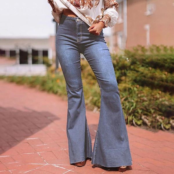 women's jeans high-waist flare solid blue buttons retro thin trousers ladies stretch fare longpants pantalones muje t6
women's jeans high-waist flare solid blue buttons retro thin trousers ladies stretch fare longpants pantalones muje t6