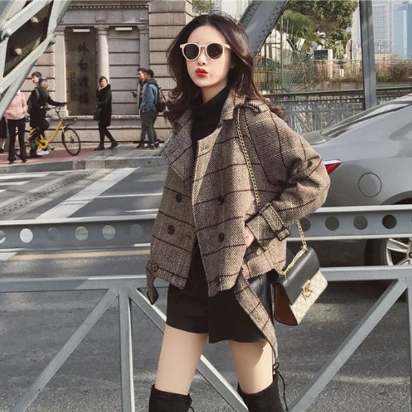 women's jackets women trench2021 autumn and winter korean style thick small woolen overcoat, Black;brown
women's jackets women trench2021 autumn and winter korean style thick small woolen overcoat, Black;brown