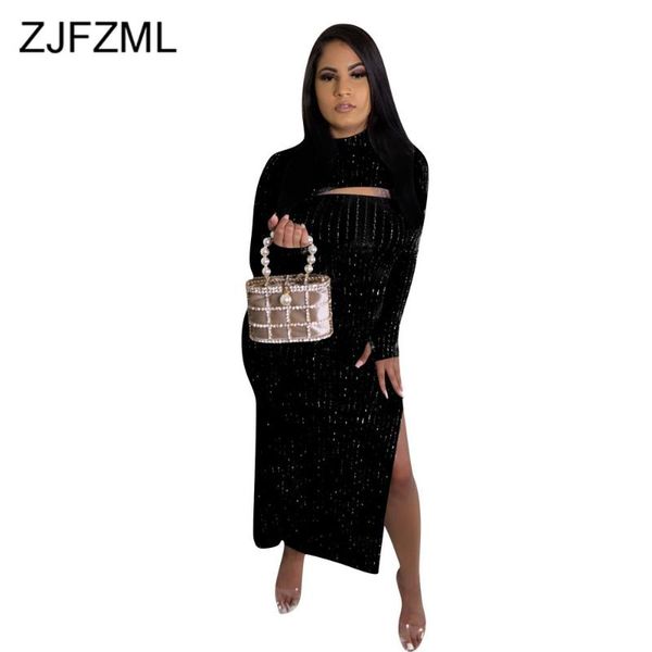 women's tracksuits shiny vertical striped sheath velour dress woman turtleneck side high split bodycon fallblack hollow out maxi dresse, Gray
women's tracksuits shiny vertical striped sheath velour dress woman turtleneck side high split bodycon fallblack hollow out maxi dresse, Gray