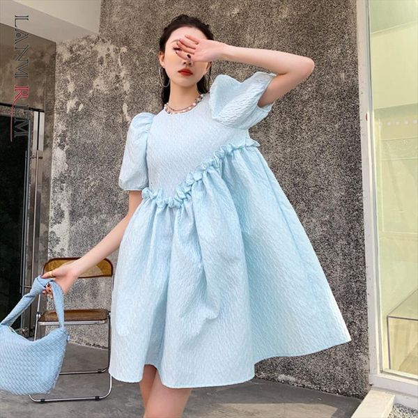 summer blue puff sleeve womens dress round neck short sweet party streetwear clothes 2d1555, Black;gray
summer blue puff sleeve womens dress round neck short sweet party streetwear clothes 2d1555, Black;gray