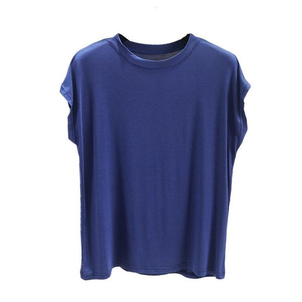 women's t-shirt sleeveless loose-fitting outer bottoming jacket with a solid round neckline p3 1102, White
women's t-shirt sleeveless loose-fitting outer bottoming jacket with a solid round neckline p3 1102, White